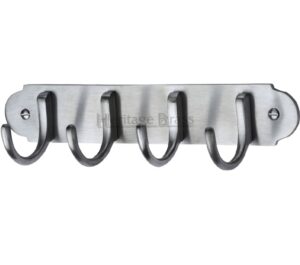 Heritage Brass Coat Hooks On Plate (223mm Width), Satin Chrome