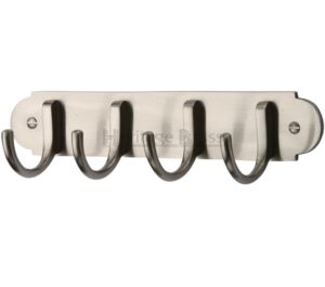 Heritage Brass Coat Hooks On Plate (223mm Width), Satin Nickel