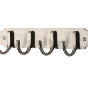 Heritage Brass Coat Hooks On Plate (223mm Width), Satin Nickel