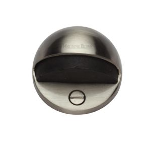 Heritage Brass Oval Floor Mounted Door Stop (47mm Diameter), Satin Nickel