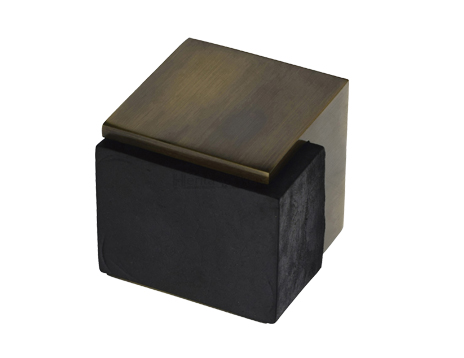 Heritage Brass Square Floor Mounted Door Stop (38mm x 38mm), Antique Brass