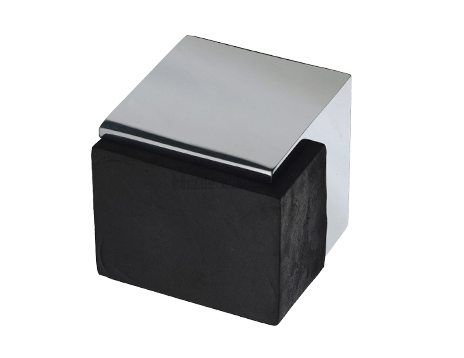 Heritage Brass Square Floor Mounted Door Stop (38mm x 38mm), Polished Chrome