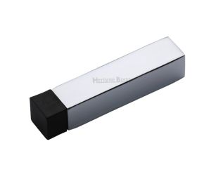 Heritage Brass Square Wall Mounted Door Stop Without Rose (76mm), Polished Chrome
