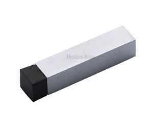 Heritage Brass Square Wall Mounted Door Stop Without Rose (76mm), Satin Chrome