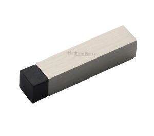 Heritage Brass Square Wall Mounted Door Stop Without Rose (76mm), Satin Nickel