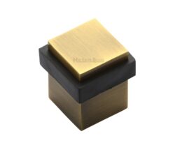 Heritage Brass Square Floor Mounted Door Stop (30mm x 30mm), Antique Brass