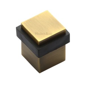 Heritage Brass Square Floor Mounted Door Stop (30mm x 30mm), Antique Brass