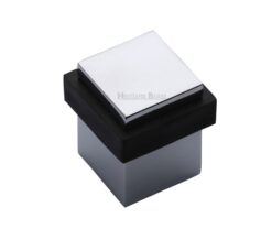 Heritage Brass Square Floor Mounted Door Stop (30mm x 30mm), Polished Chrome