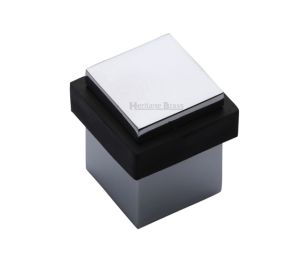 Heritage Brass Square Floor Mounted Door Stop (30mm x 30mm), Polished Chrome