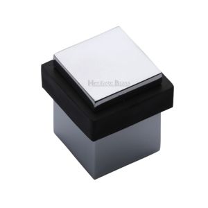 Heritage Brass Square Floor Mounted Door Stop (30mm x 30mm), Polished Chrome