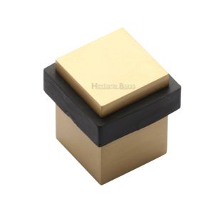Heritage Brass Square Floor Mounted Door Stop (30mm x 30mm), Satin Brass