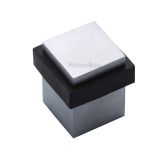 Heritage Brass Square Floor Mounted Door Stop (30mm x 30mm), Satin Chrome
