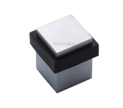 Heritage Brass Square Floor Mounted Door Stop (30mm x 30mm), Satin Chrome