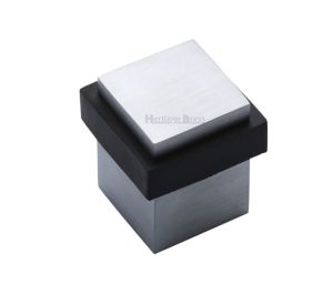 Heritage Brass Square Floor Mounted Door Stop (30mm x 30mm), Satin Chrome