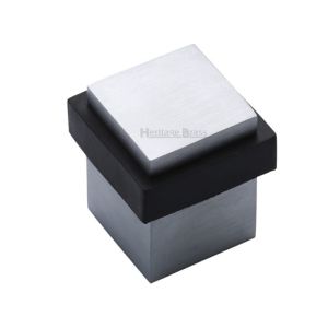 Heritage Brass Square Floor Mounted Door Stop (30mm x 30mm), Satin Chrome