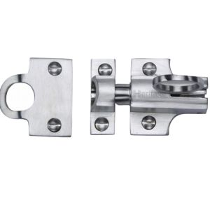 Heritage Brass Fanlight Catch With Ring Pull, Satin Chrome –