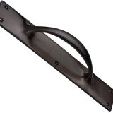 Heritage Brass Slim Pull Handle On 303mm Backplate, Matt Bronze