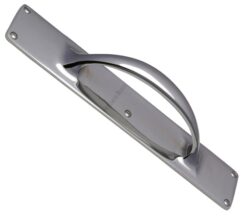 Heritage Brass Slim Pull Handle On 303mm Backplate, Polished Chrome