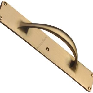 Heritage Brass Slim Pull Handle On 303mm Backplate, Satin Brass –
