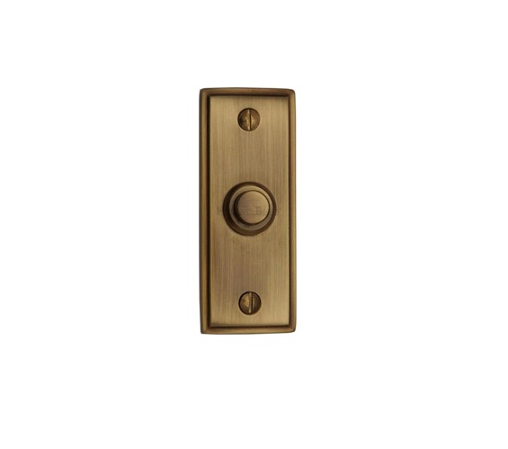 Heritage Brass Oblong Bell Push (83mm x 33mm), Antique Brass