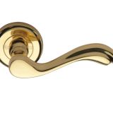 Heritage Brass Lisboa Polished Brass Door Handles On Round Rose (sold in pairs)