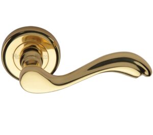 Heritage Brass Lisboa Polished Brass Door Handles On Round Rose   (sold in pairs)