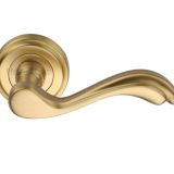 Heritage Brass Lisboa Satin Brass Door Handles On Round Rose   (sold in pairs)