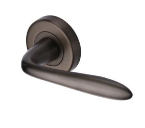 Heritage Brass Sutton Matt Bronze Door Handles On Round Rose   (sold in pairs)
