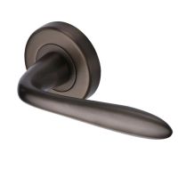 Heritage Brass Sutton Matt Bronze Door Handles On Round Rose  (sold in pairs)