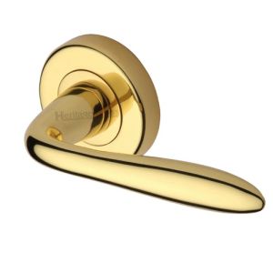 Heritage Brass Sutton Polished Brass Door Handles On Round Rose (sold in pairs)