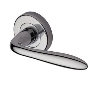 Heritage Brass Sutton Polished Chrome Door Handles On Round Rose  (sold in pairs)