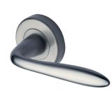 Heritage Brass Sutton Satin Chrome Door Handles On Round Rose  (sold in pairs)