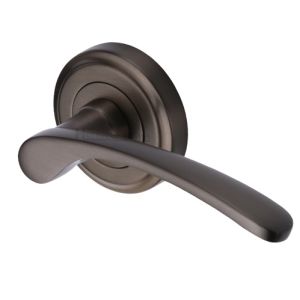 Heritage Brass Sophia Matt Bronze Door Handles On Round Rose   (sold in pairs)