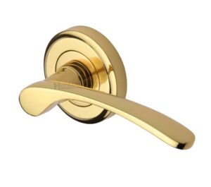 Heritage Brass Sophia Polished Brass Door Handles On Round Rose   (sold in pairs)