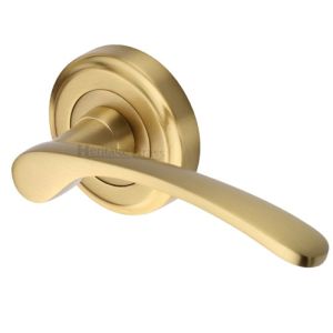 Heritage Brass Sophia Satin Brass Door Handles On Round Rose(sold in pairs)