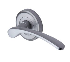 Heritage Brass Sophia Satin Chrome Door Handles On Round Rose  (sold in pairs)