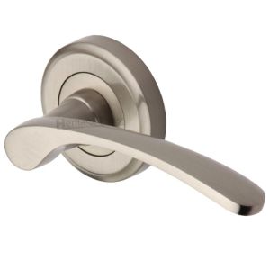 Heritage Brass Sophia Satin Nickel Door Handles On Round Rose(sold in pairs)