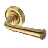 Heritage Brass Colonial Satin Brass Door Handles On Round Rose  (sold in pairs)