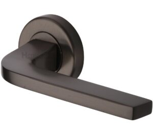 Heritage Brass Bellagio Matt Bronze Door Handles On Round Rose (sold in pairs)