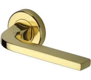Heritage Brass Bellagio Polished Brass Door Handles On Round Rose  (sold in pairs)