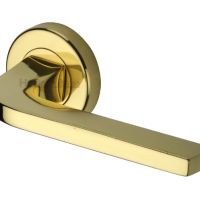 Heritage Brass Bellagio Polished Brass Door Handles On Round Rose – (sold in pairs)