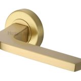 Heritage Brass Bellagio Satin Brass Door Handles On Round Rose (sold in pairs)
