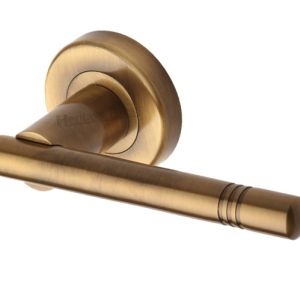 Heritage Brass Alicia Antique Brass Door Handles On Round Rose (sold in pairs)