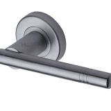 Heritage Brass Alicia Satin Chrome Door Handles On Round Rose  (sold in pairs)