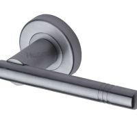 Heritage Brass Alicia Satin Chrome Door Handles On Round Rose  (sold in pairs)