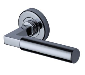 Heritage Brass Bauhaus Polished Chrome Door Handles On Round Rose(sold in pairs)