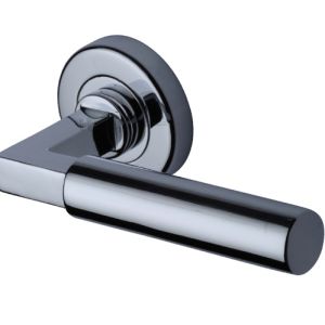 Heritage Brass Bauhaus Polished Chrome Door Handles On Round Rose(sold in pairs)