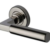Heritage Brass Bauhaus Polished Nickel Door Handles On Round Rose  (sold in pairs)