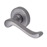 Heritage Brass Bedford Satin Chrome Door Handles On Round Rose  (sold in pairs)