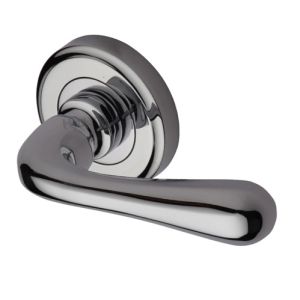 Heritage Brass Charlbury Polished Chrome Door Handles On Round Rose (sold in pairs)